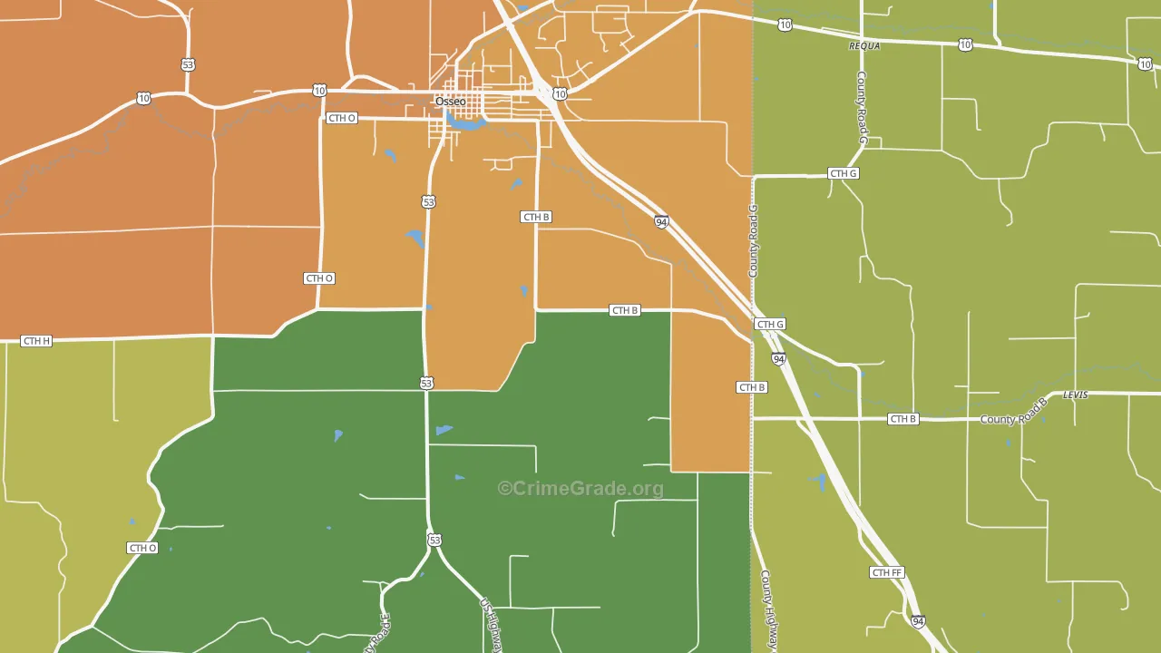 Pleasantville, WI Map of Theft Rates