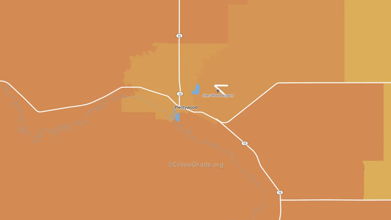 Plentywood, MT Map of Theft Rates