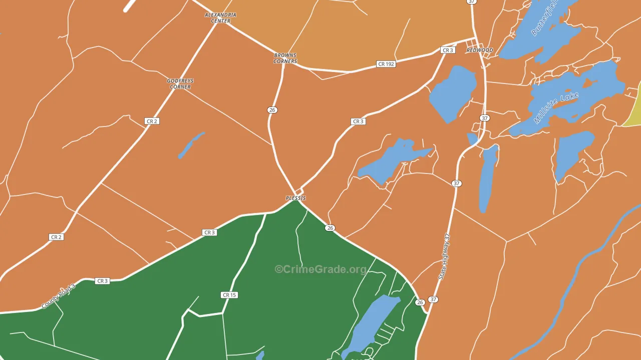 Plessis, NY Map of Theft Rates