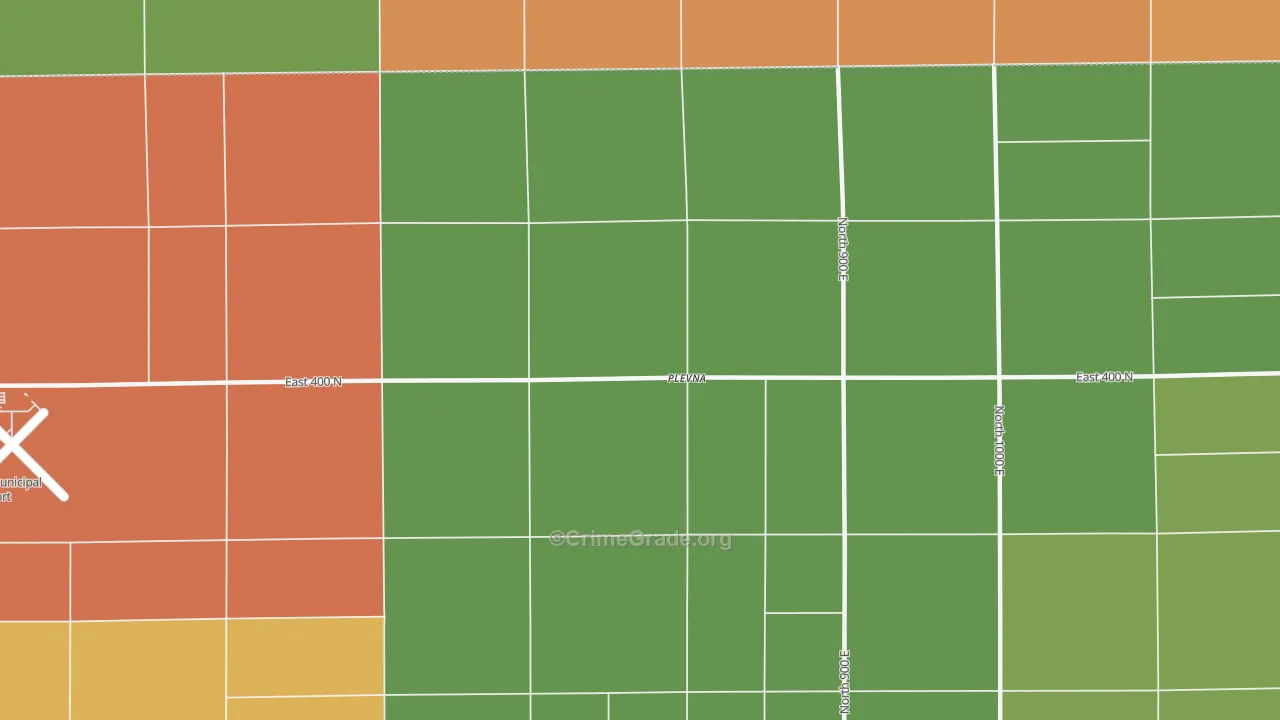 Plevna, IN Map of Theft Rates