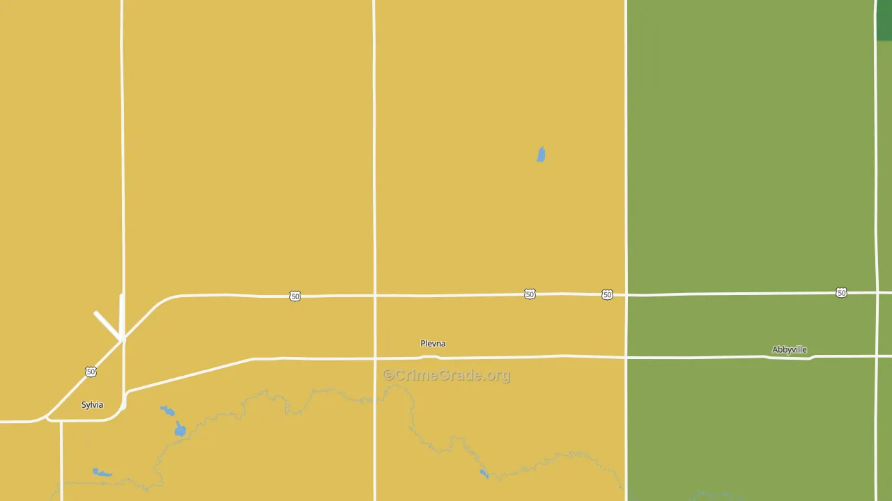Plevna, KS Map of Theft Rates