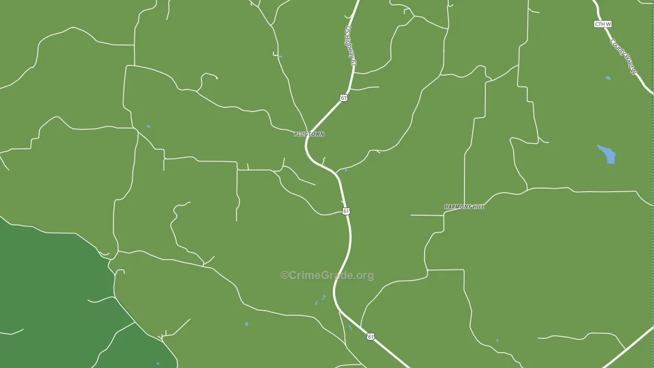Plugtown, WI Map of Theft Rates