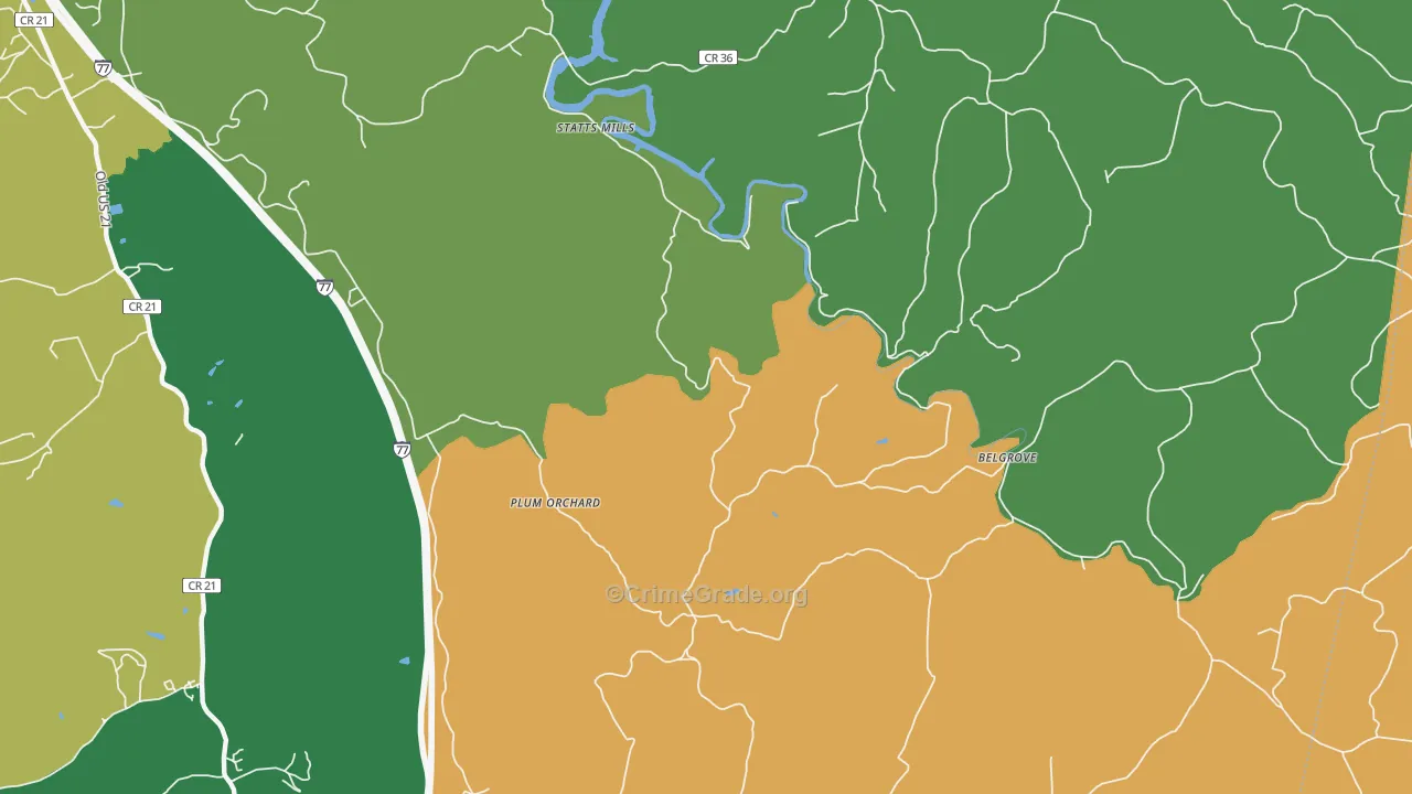 Plum Orchard, WV Map of Theft Rates