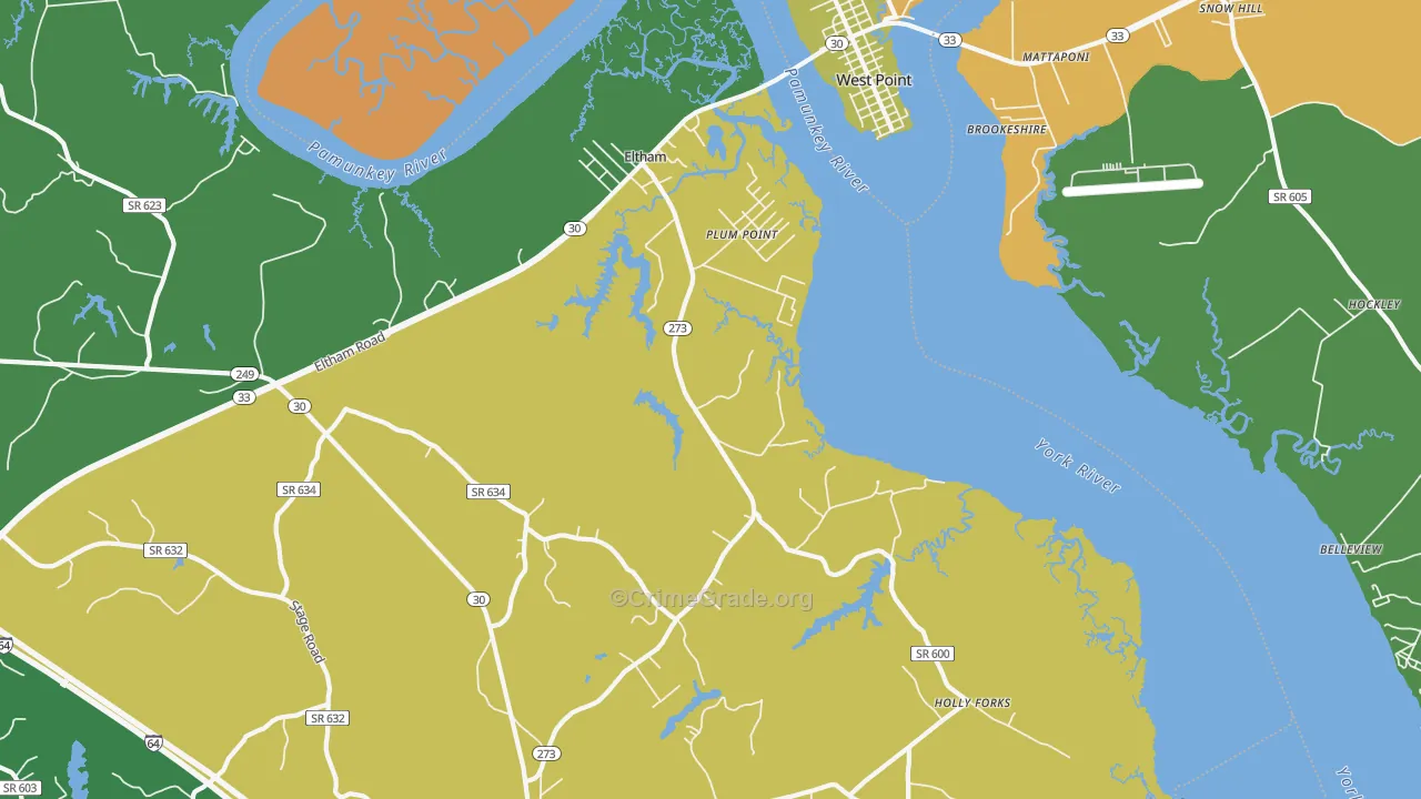 Plum Point, VA Map of Theft Rates