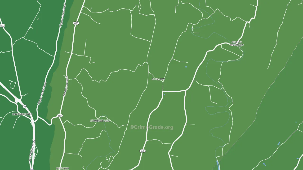 Plum Run, PA Map of Theft Rates