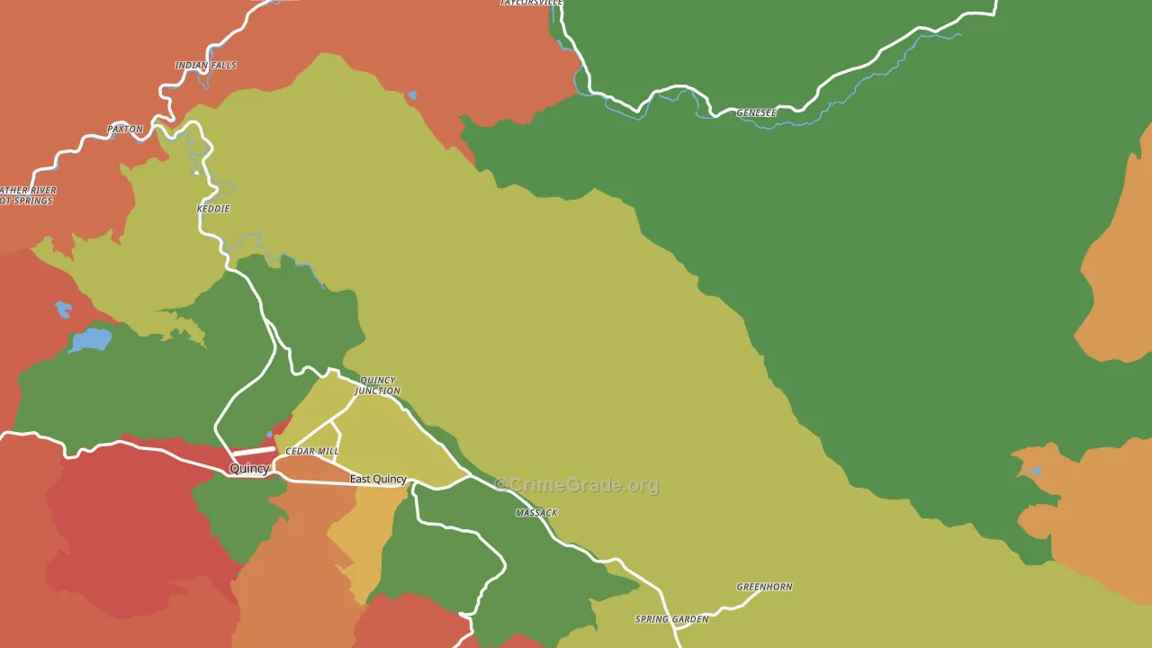 Plumas County, CA Map of Theft Rates
