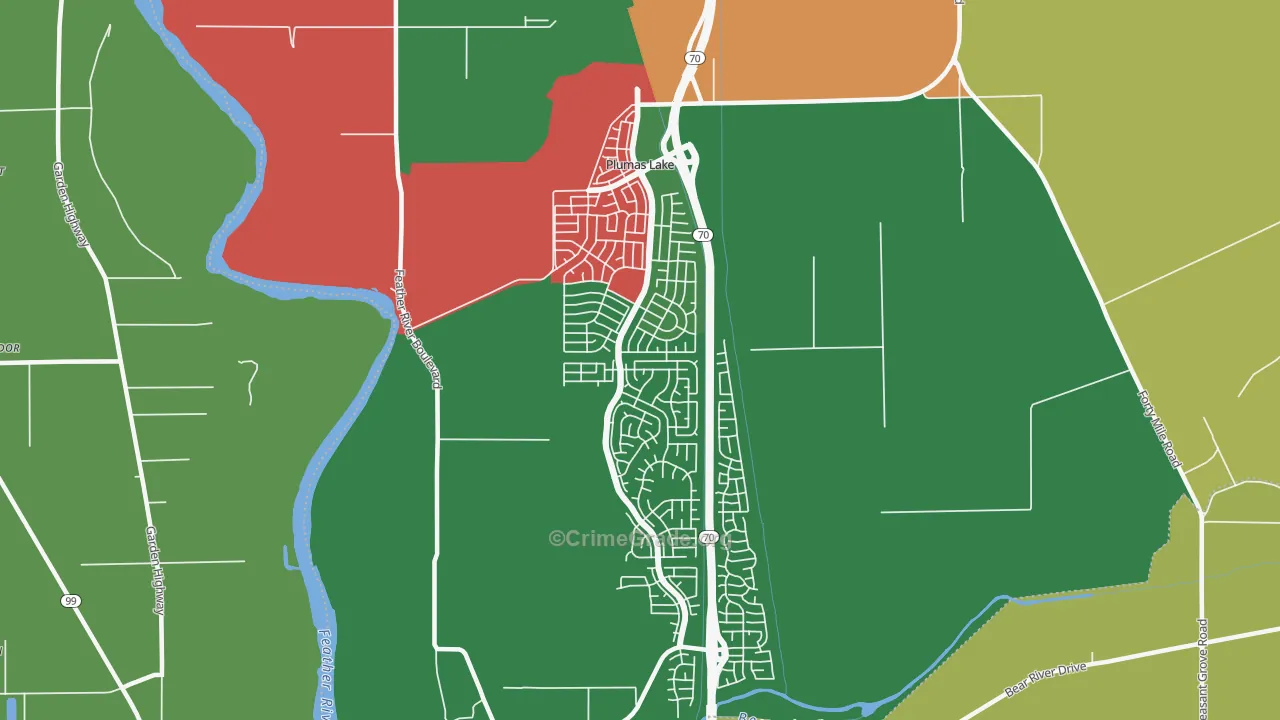 Plumas Lake, CA Map of Theft Rates