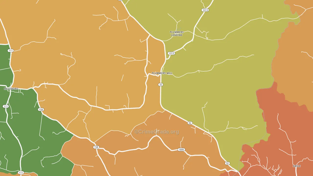 Plummers Mill, KY Map of Theft Rates