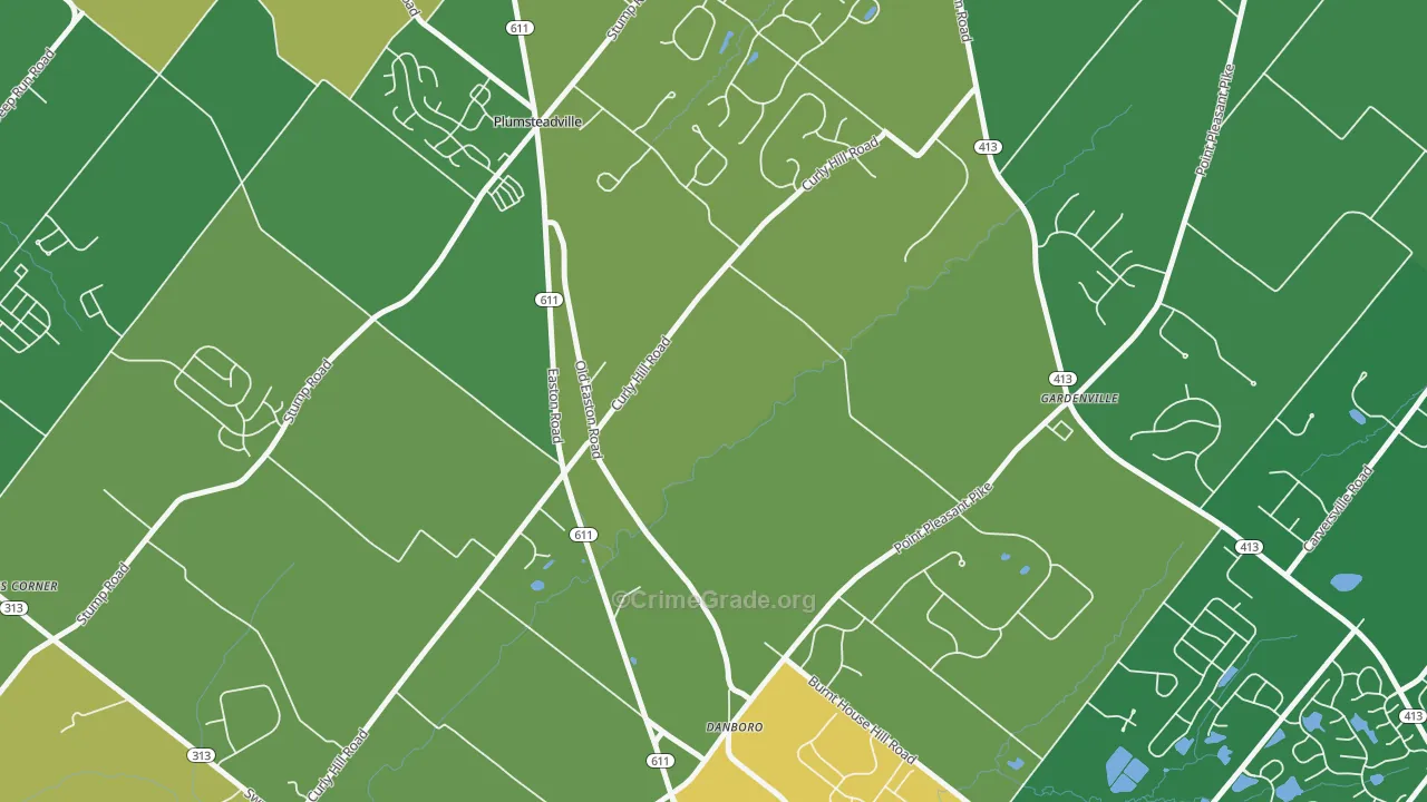 Plumsteadville, PA Map of Theft Rates