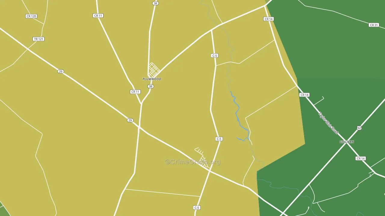 Plumwood, OH Map of Theft Rates