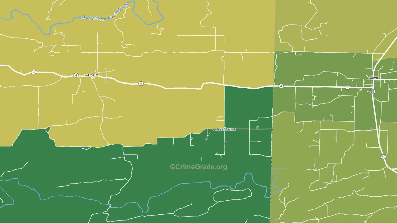 Plunketville, OK Map of Theft Rates