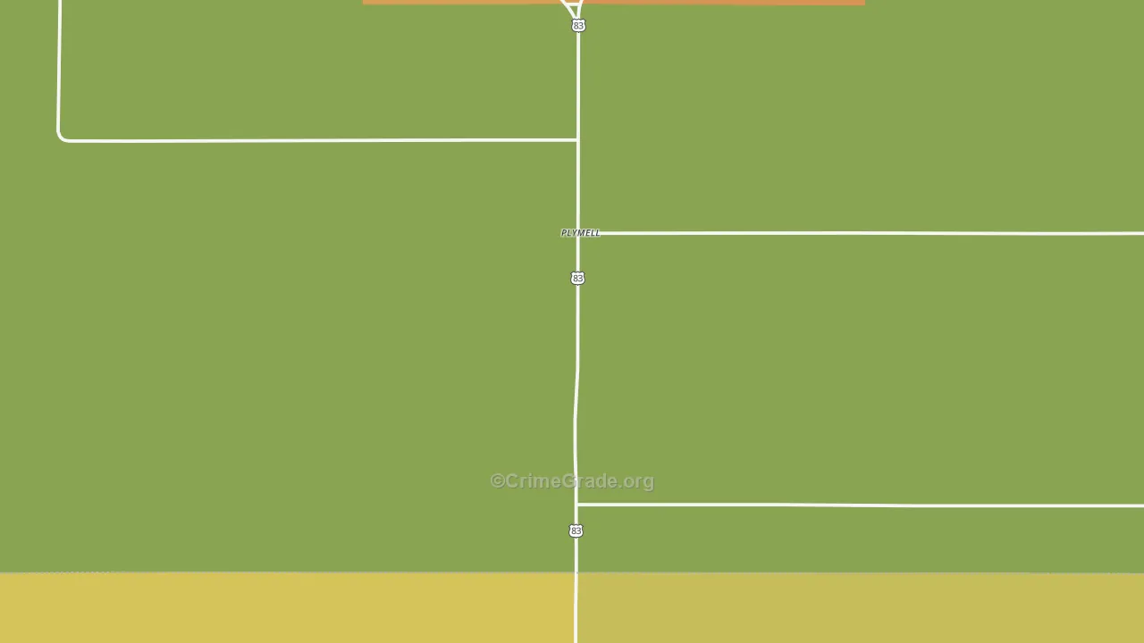 Plymell, KS Map of Theft Rates
