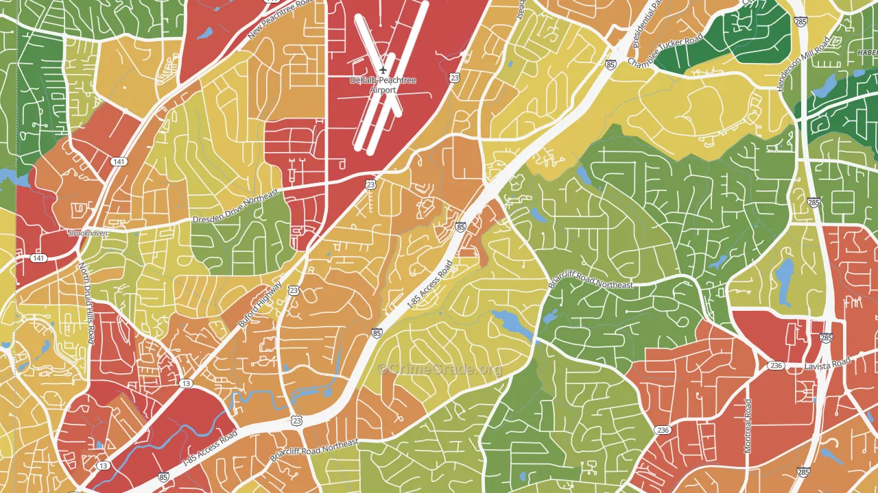 Plymouth Colony, Atlanta, GA Map of Theft Rates