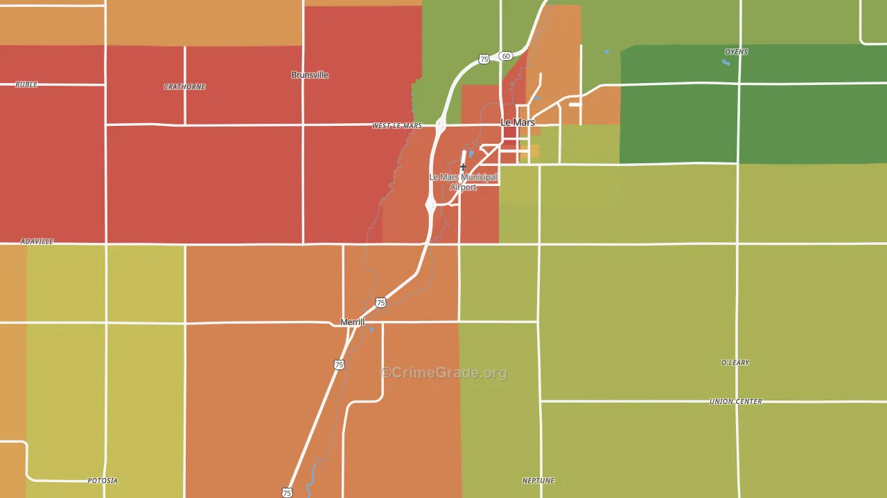 Plymouth County, IA Map of Theft Rates