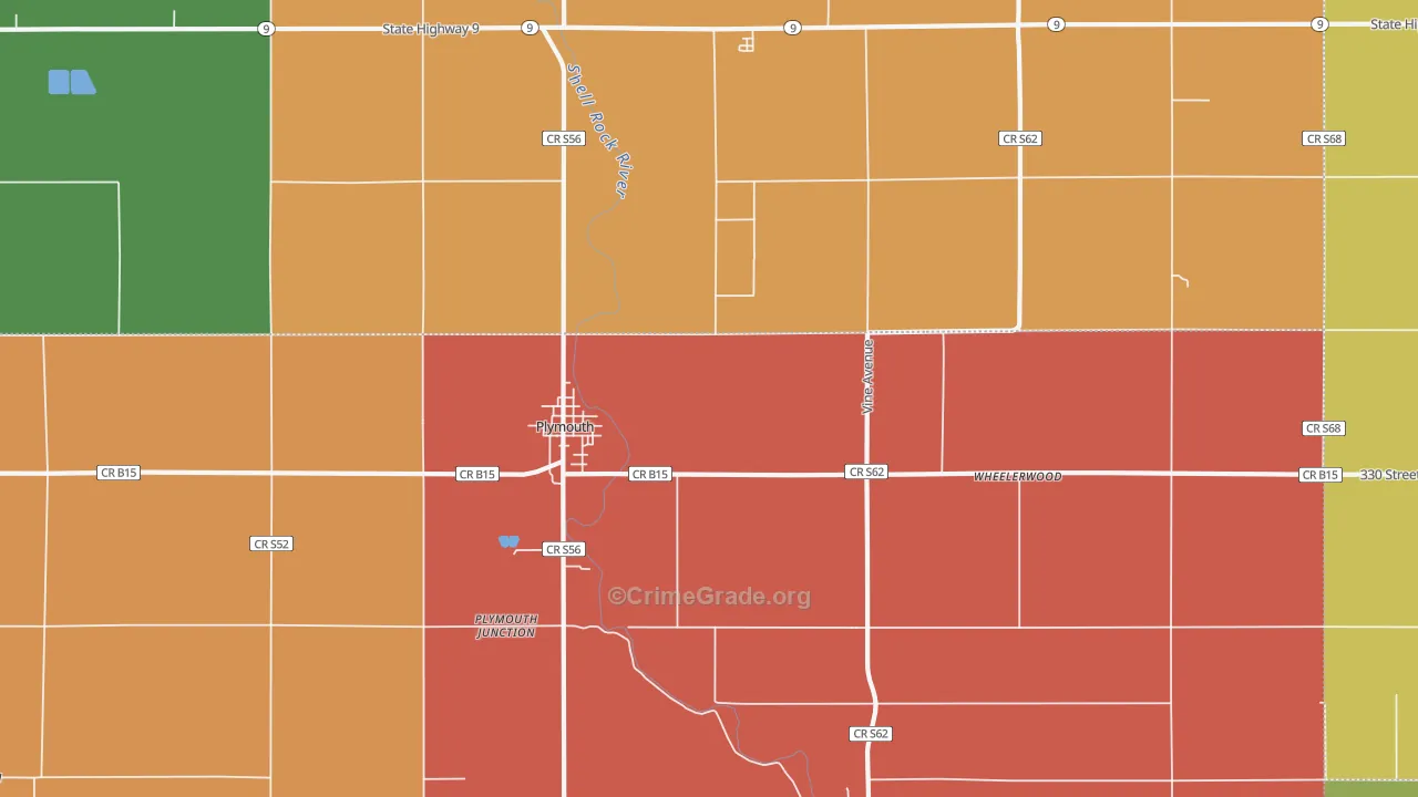 Plymouth, IA Map of Theft Rates