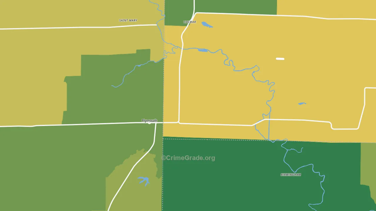 Plymouth, IL Map of Theft Rates