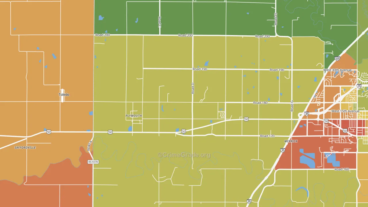 Plymouth, KS Map of Theft Rates