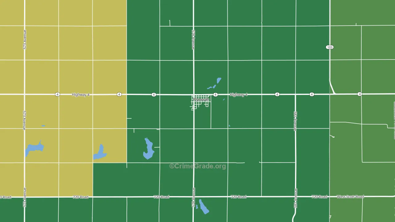 Plymouth, NE Map of Theft Rates