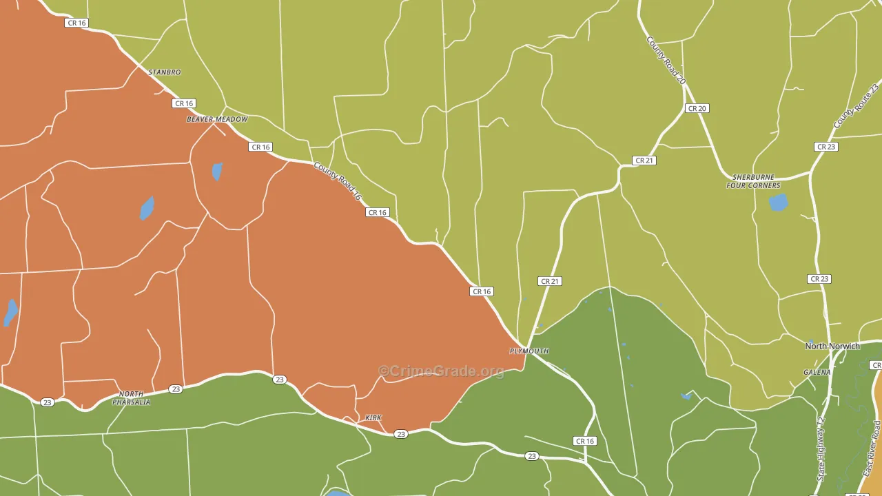 Plymouth, NY Map of Theft Rates