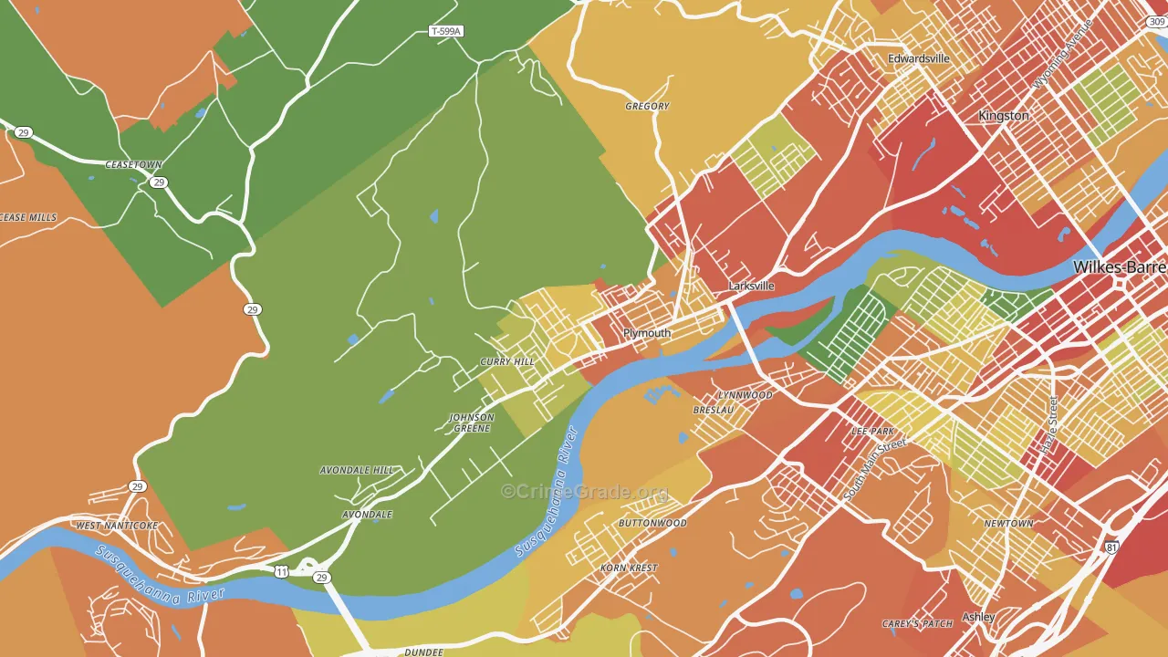 Plymouth, PA Map of Theft Rates