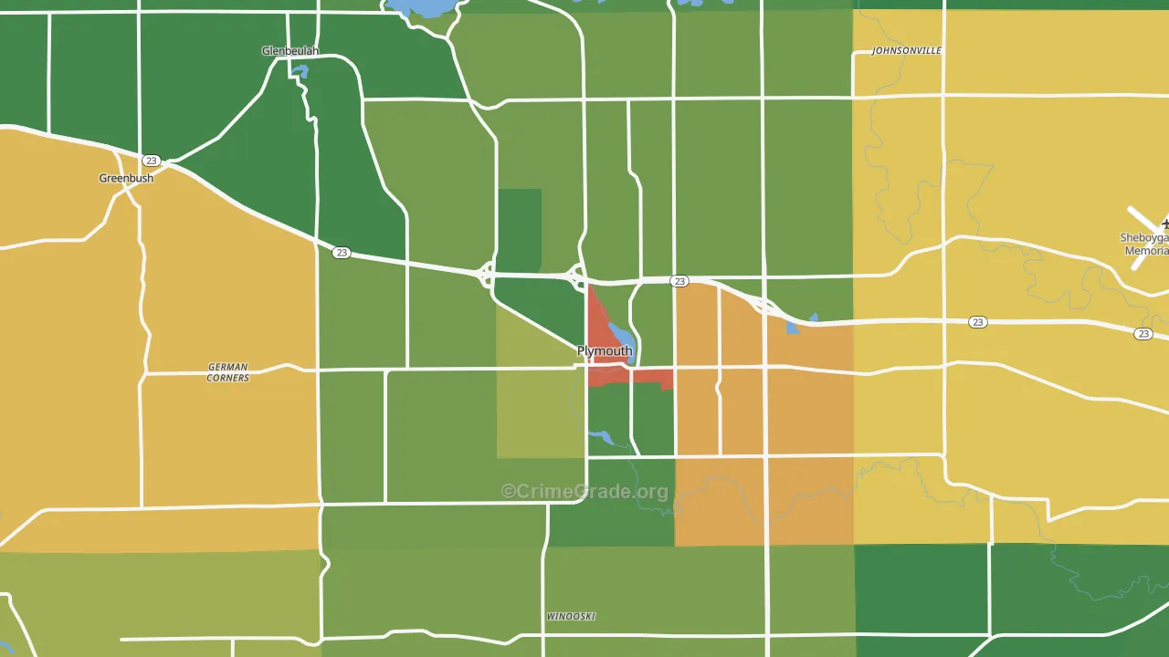 Plymouth, WI Map of Theft Rates