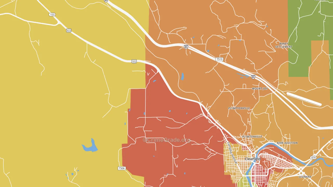 Plymptonville, PA Map of Theft Rates