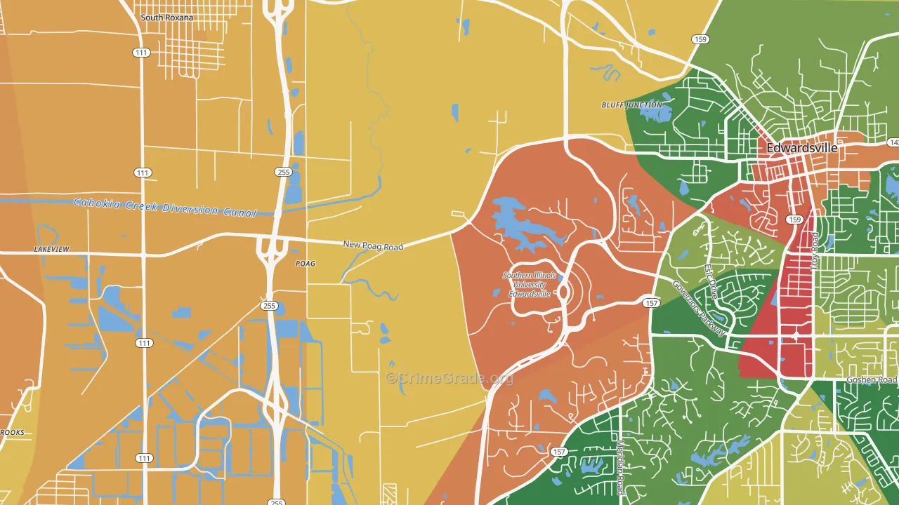 Poag, IL Map of Theft Rates