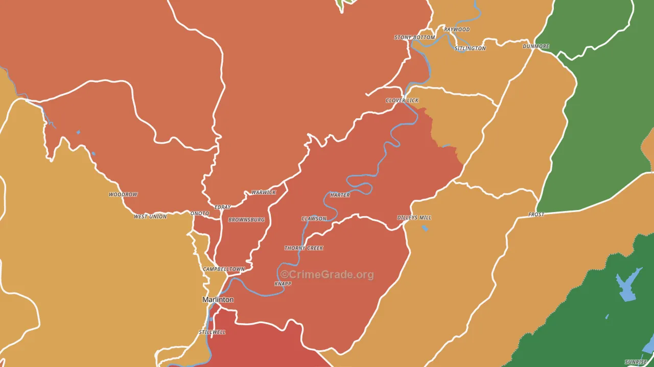 Pocahontas County, WV Map of Theft Rates