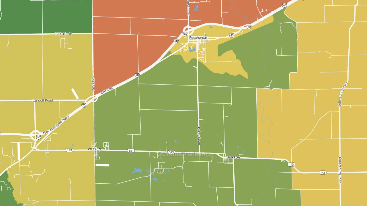 Pocahontas, IL Map of Theft Rates
