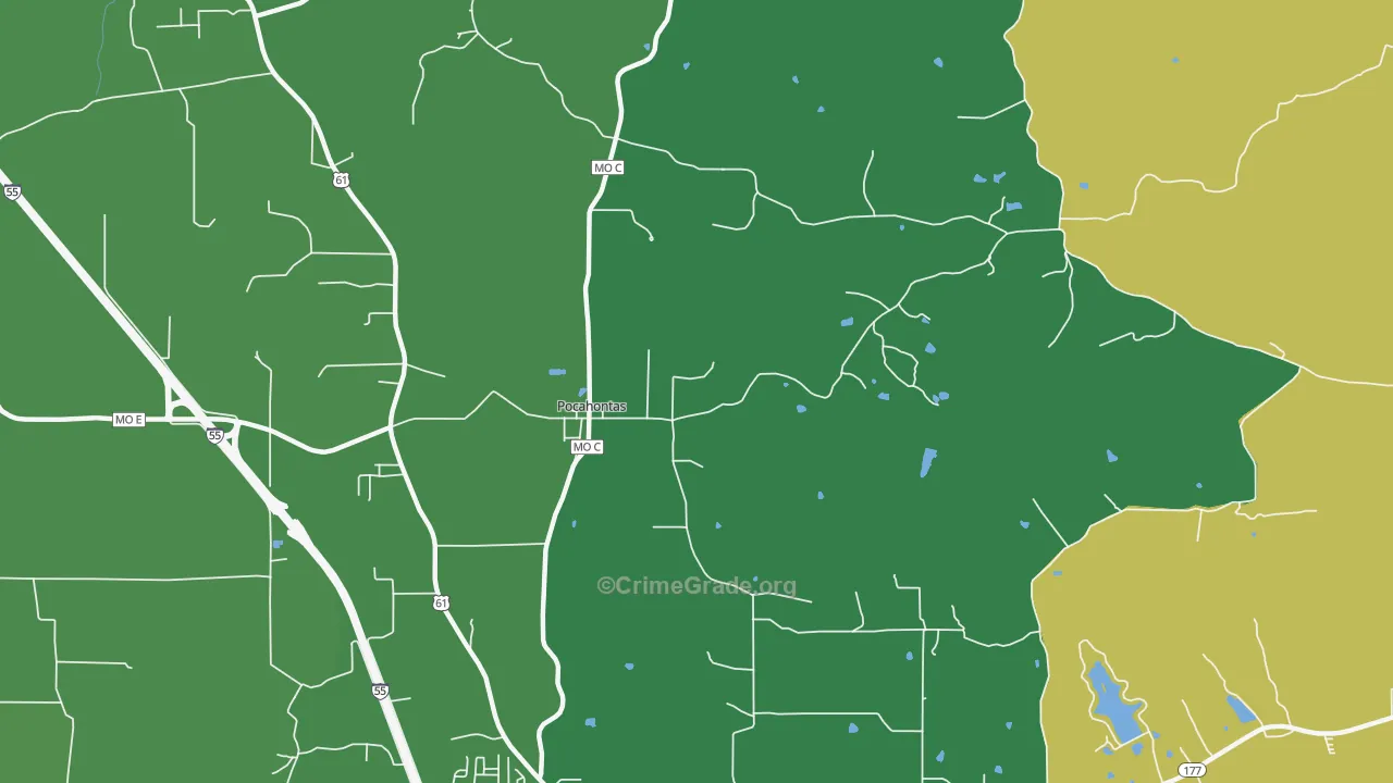 Pocahontas, MO Map of Theft Rates