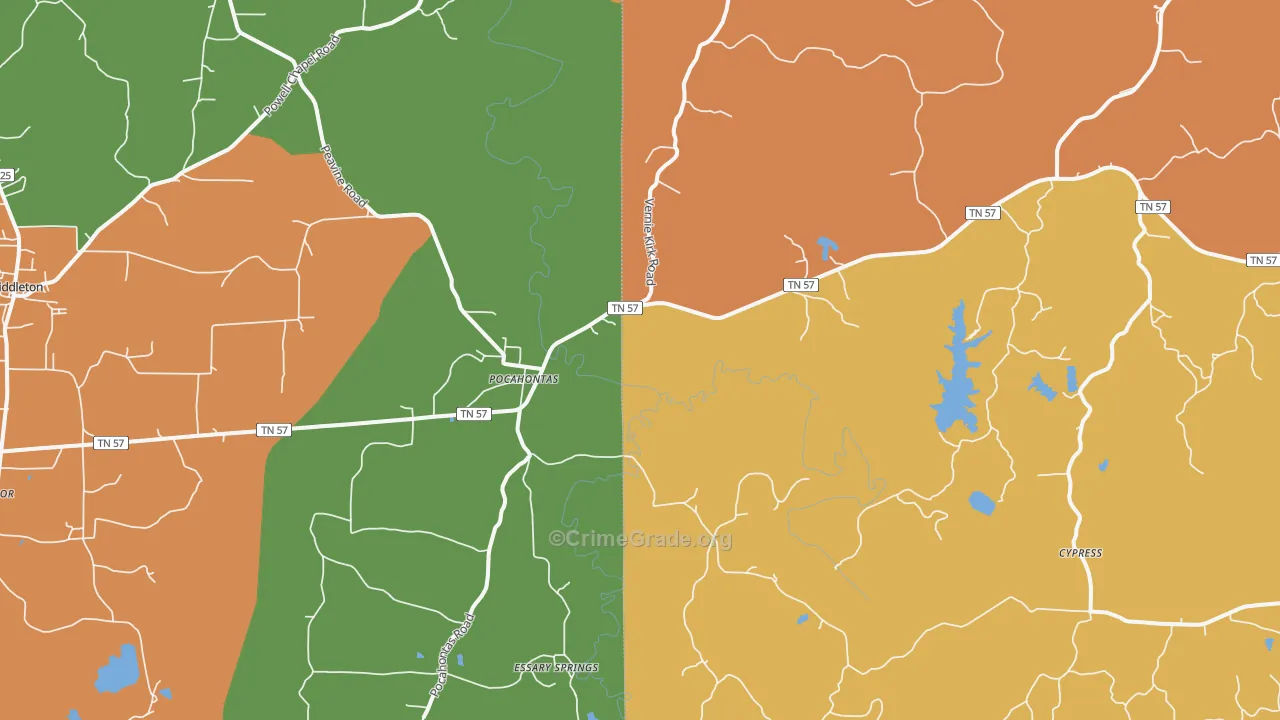 Pocahontas, TN Map of Theft Rates