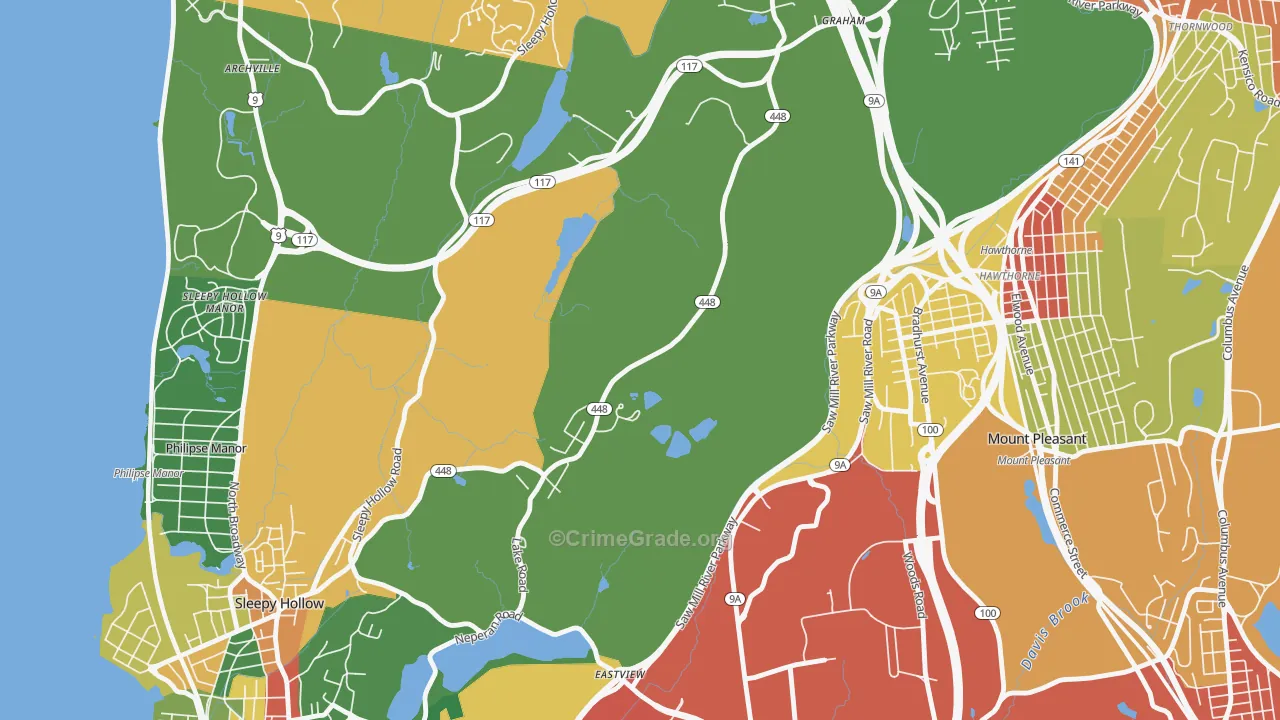 Pocantico Hills, NY Map of Theft Rates