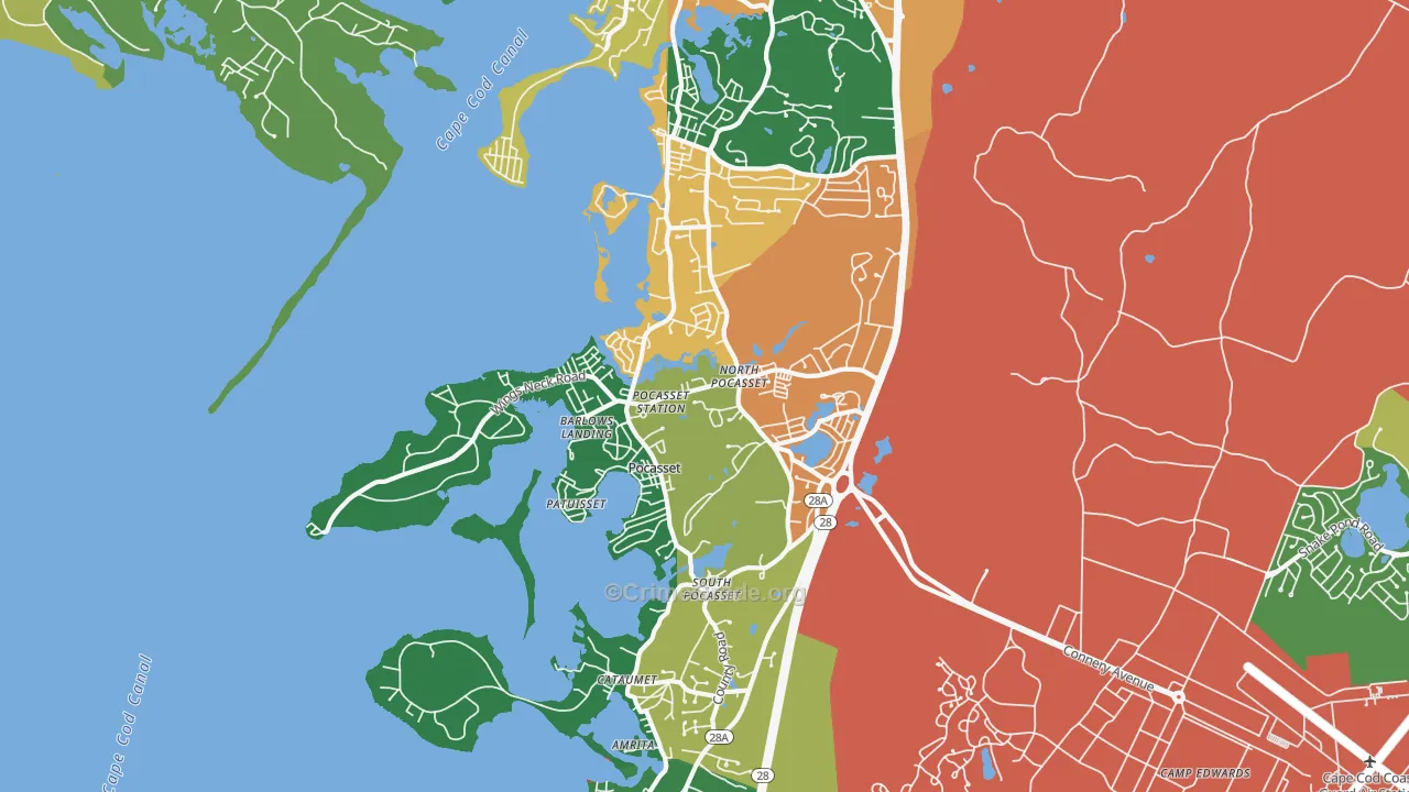 Pocasset, MA Map of Theft Rates
