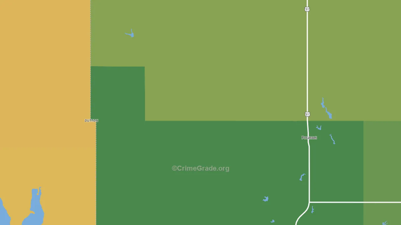 Pocasset, OK Map of Theft Rates