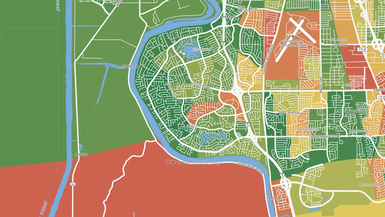 Pocket, Sacramento, CA Map of Theft Rates