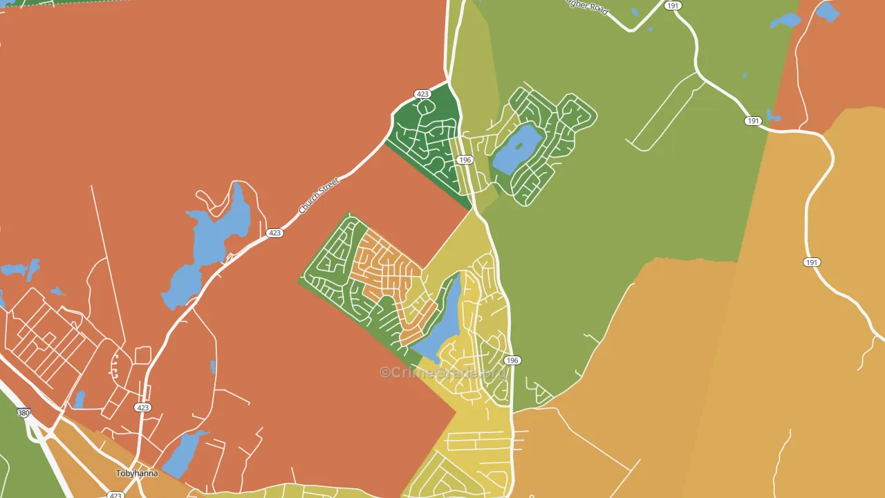 Pocono Country Place, Tobyhanna, PA Map of Theft Rates