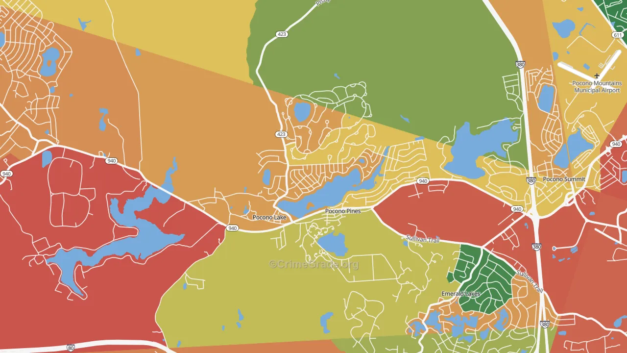 Pocono Pines, PA Map of Theft Rates