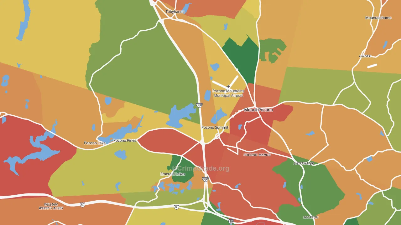 Pocono Summit, PA Map of Theft Rates