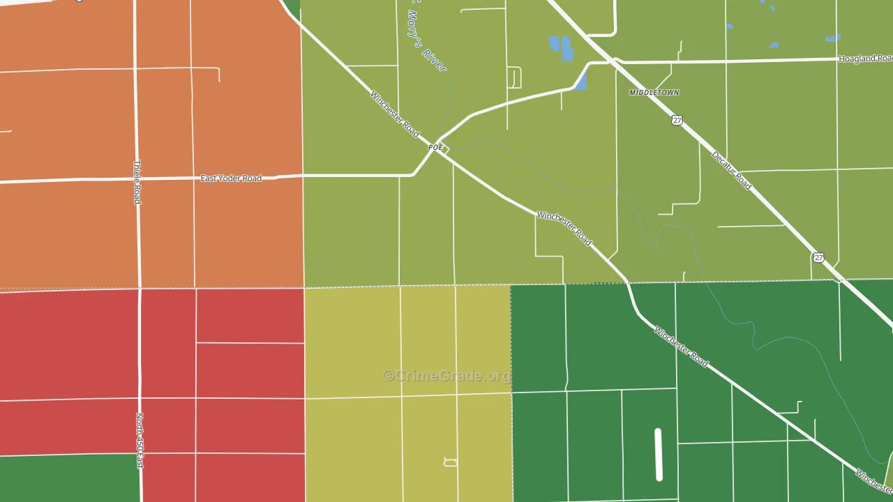 Poe, IN Map of Theft Rates