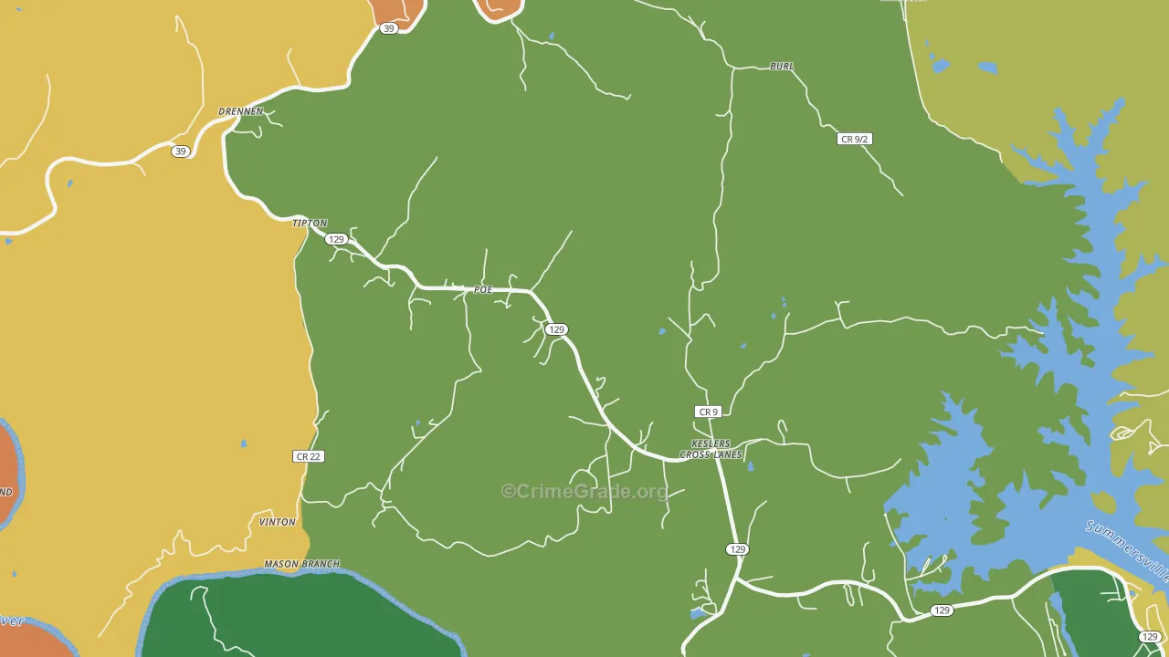 Poe, WV Map of Theft Rates