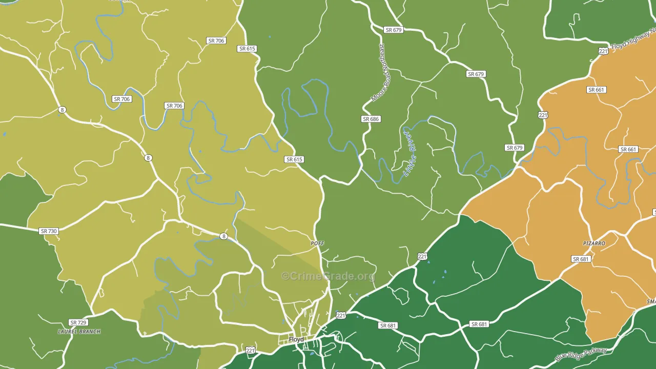 Poff, VA Map of Theft Rates
