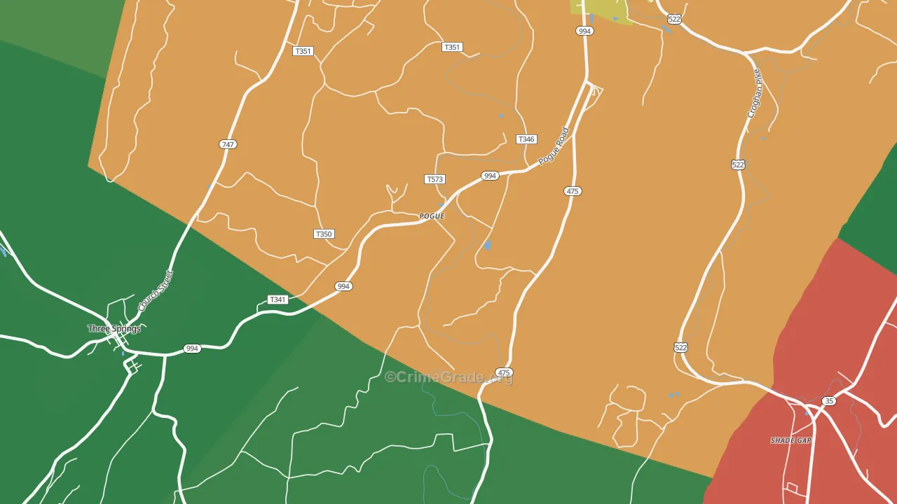 Pogue, PA Map of Theft Rates