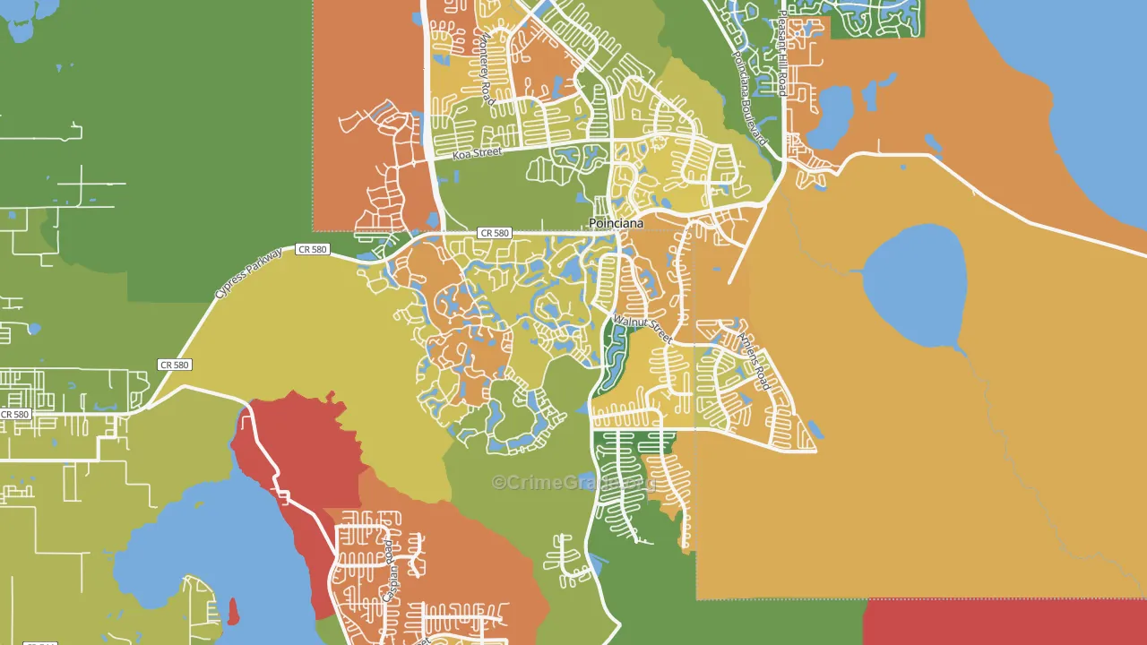 Poinciana, FL Map of Theft Rates