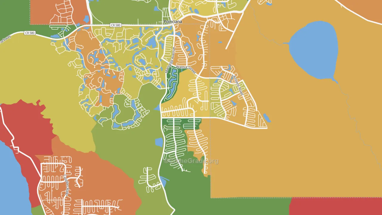 Poinciana-Village 3, Poinciana, FL Map of Theft Rates