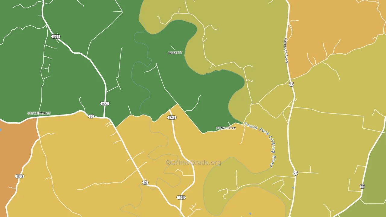 Poindexter, KY Map of Theft Rates