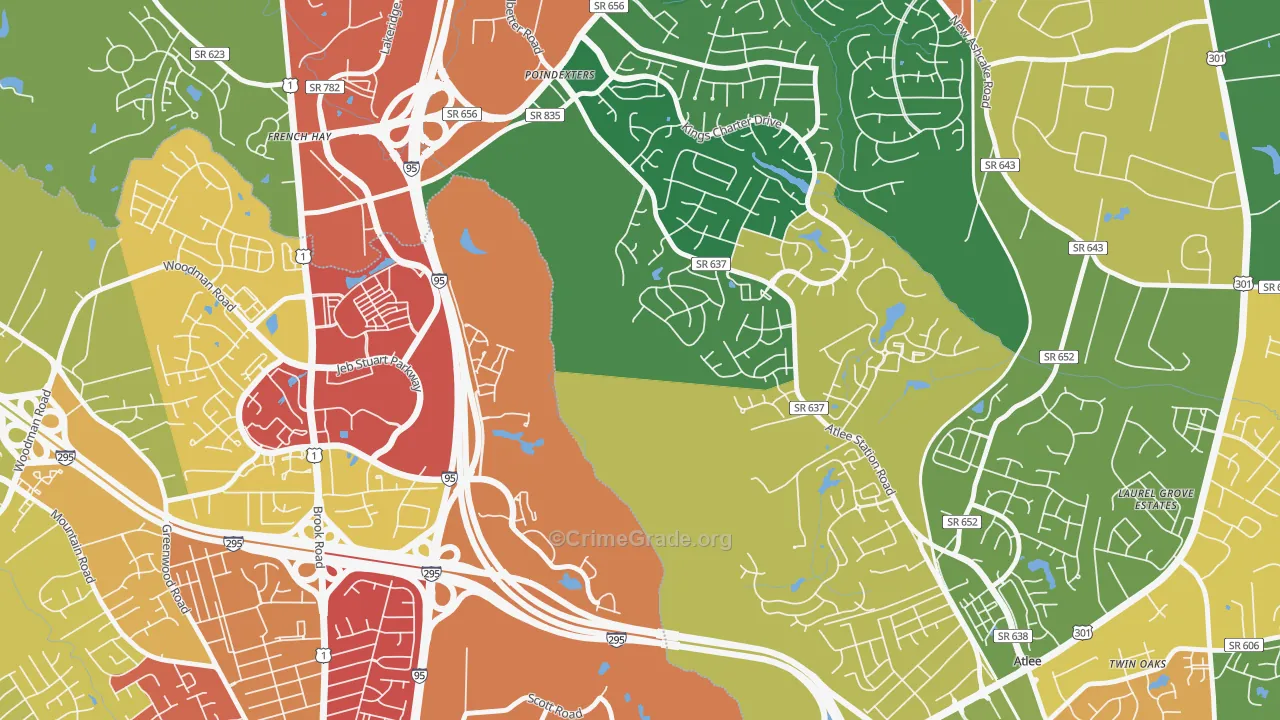Poindexters, VA Map of Theft Rates