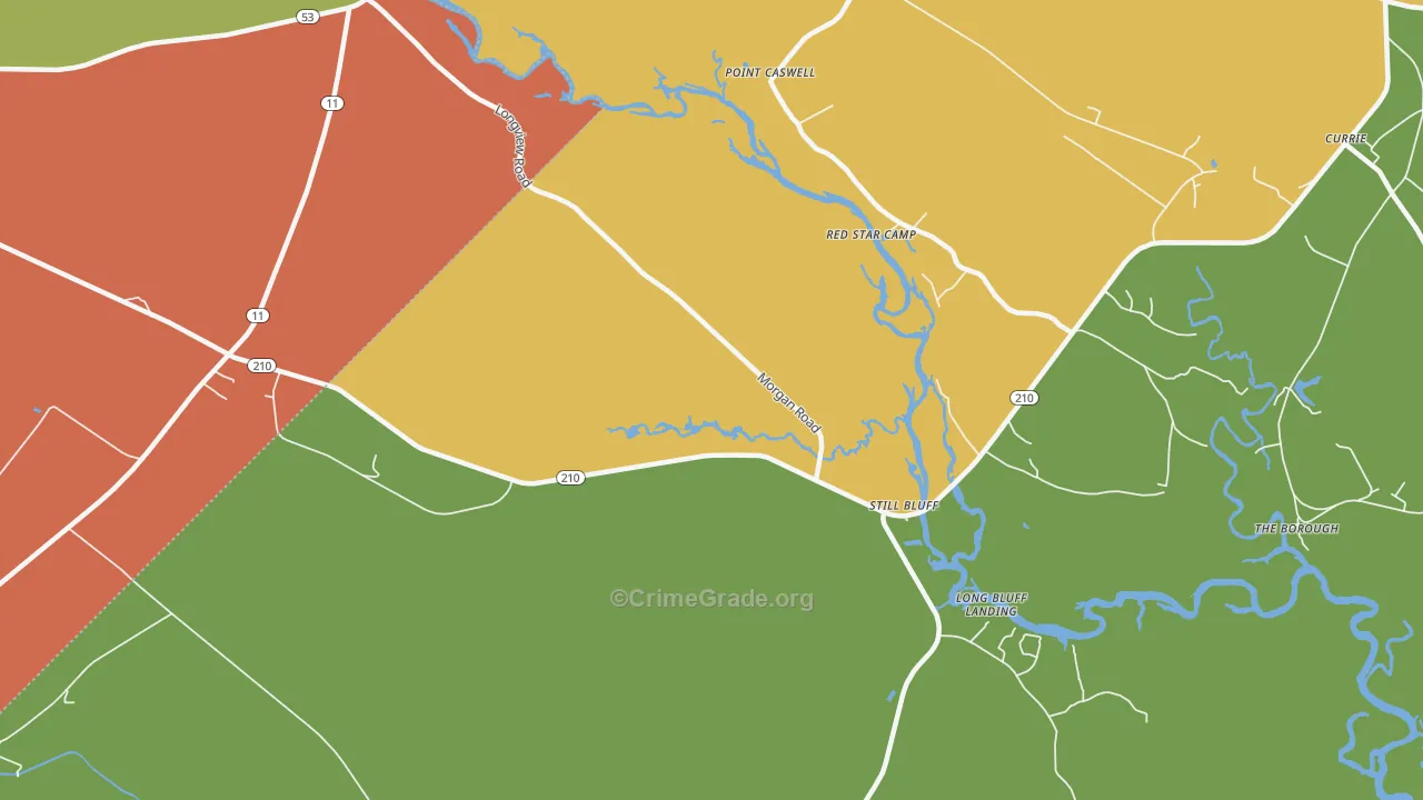Point Caswell, NC Map of Theft Rates