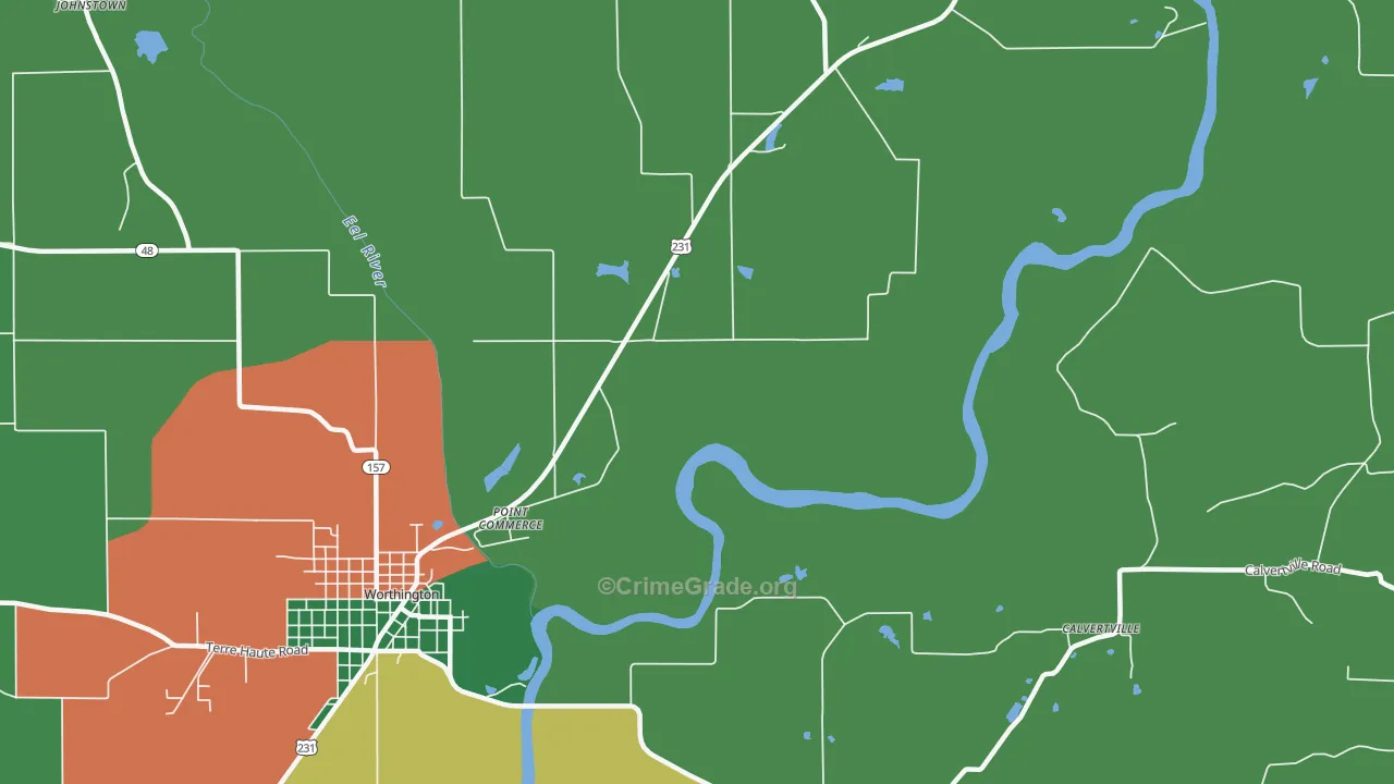 Point Commerce, IN Map of Theft Rates