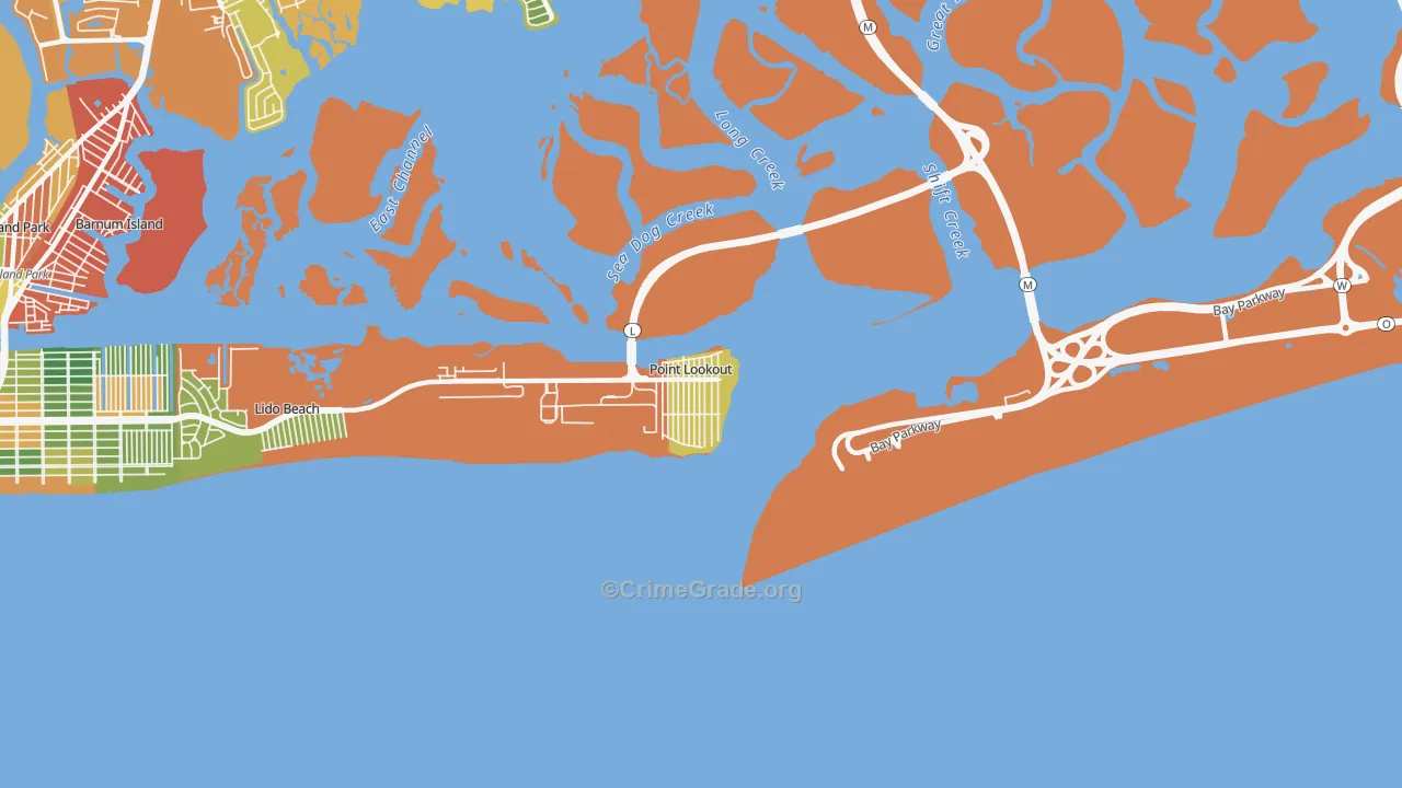 Point Lookout, NY Map of Theft Rates