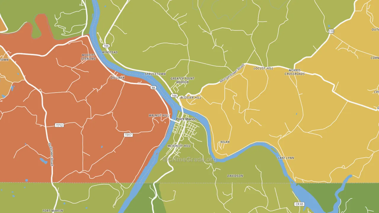Point Marion, PA Map of Theft Rates